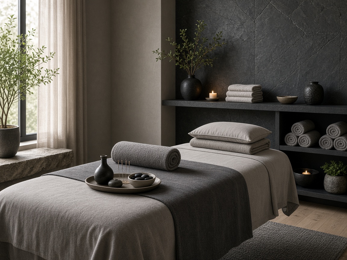 Wellness treatment space with calm lighting